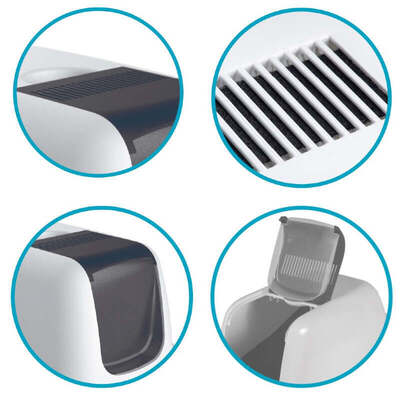 Туалет закрытый Petmax Cat Toilet Ella Comfort для кошек с фильтром, бело-серый, 57х39х41 см