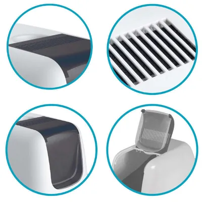 Туалет закритий Petmax Cat Toilet Ella Comfort для котів з фільтром, біло-сірий, 57х39х41 см