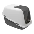 Туалет закритий Petmax Cat Toilet Ella Comfort для котів з фільтром, біло-сірий, 57х39х41 см