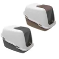 Туалет закритий Petmax Cat Toilet Ella Comfort для котів з фільтром, біло-сірий, 57х39х41 см