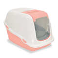 Туалет закрытый Petmax Cat Toilet Ella Comfort для кошек с фильтром, бело-розовый, 57х39х41 см