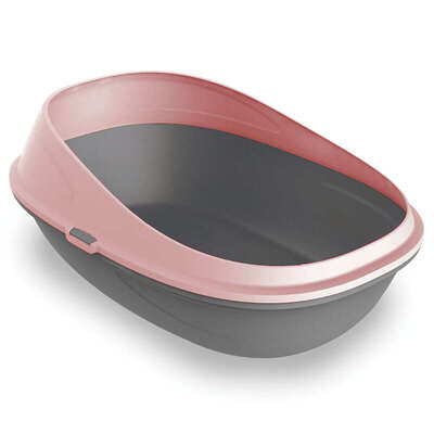 Туалет Petmax Cat Toilet Pop Up открытый для кошек с высокими бортами, розовый, 57х39х23 см