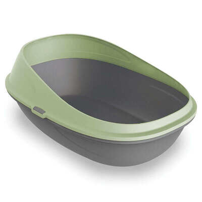 Туалет Petmax Cat Toilet Pop Up открытый для кошек с высокими бортами, серо-зеленый, 57х39х23 см