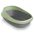 Туалет Petmax Cat Toilet Pop Up відкритий для котів з високими бортами, сіро-зелений, 57х39х23 см