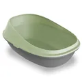 Туалет Petmax Cat Toilet Pop Up відкритий для котів з високими бортами та сіткою, сірий-зелений, 57х39х27 см