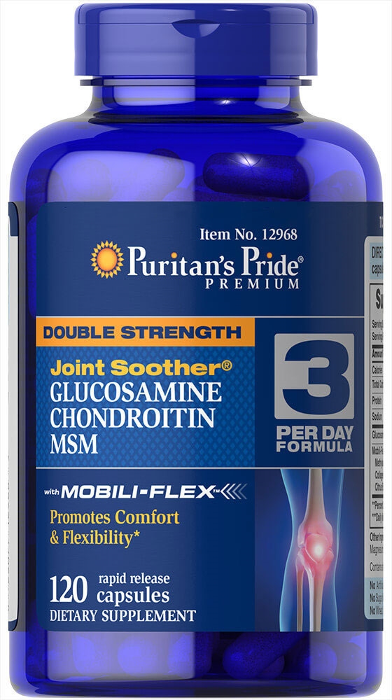 Глюкозамин хондроитин и МСМ Puritan's Pride Double Strength Glucosamine Chondroitin MSM, 120 капсул