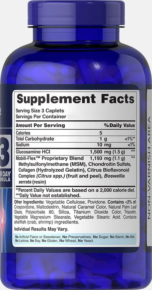 Глюкозамін хондроїтин та МСМ Puritan's Pride Double Strength Glucosamine Chondroitin MSM, 120 капсул