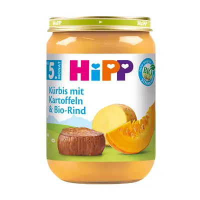 Пюре м’ясо-овочеве HiPP Organic Гарбуз та картопля з яловичиною з 5 місяців, 190 г