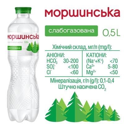 Вода мінеральна Моршинська слабогазована, 0,5 л