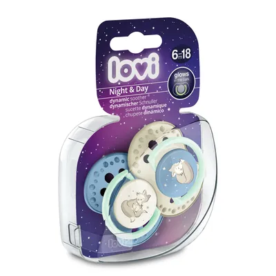 Пустушка силіконова Lovi Night&Day Boy динамічна 22/915boy, 6-18 місяців, 2 шт
