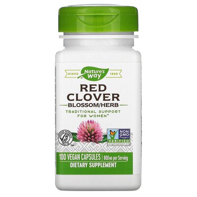 Красный клевер Nature's Way Red Clover Blossom Stem Leaf Flower Herbal Extract 800 мг, 100 веганских капсул