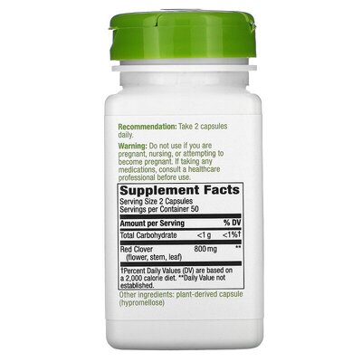 Красный клевер Nature's Way Red Clover Blossom Stem Leaf Flower Herbal Extract 800 мг, 100 веганских капсул