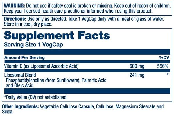 Витамин С липосомальный Solaray Liposomal Vitamin C 500 мг, 100 растительных капсул