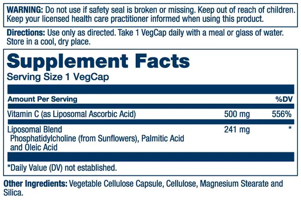 Вітамін С ліпосомальний Solaray Liposomal Vitamin C 500 мг, 100 рослинних капсул