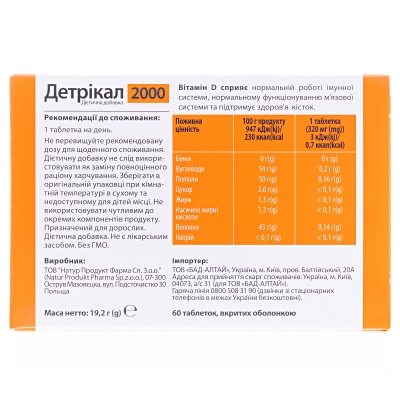 Детрикал 2000 таблетки №60