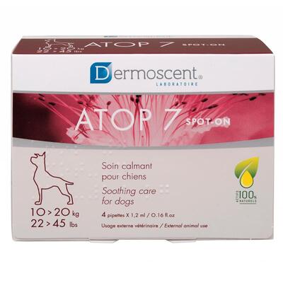 Капли Dermoscent Atop 7 spot-on при аллергии и атопии у собак средних пород 10-20 кг, 4 пипетки по 1,2 мл