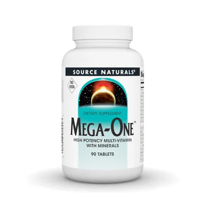 Мультивітаміни та мінерали без заліза Source Naturals Mega-One, 90 таблеток