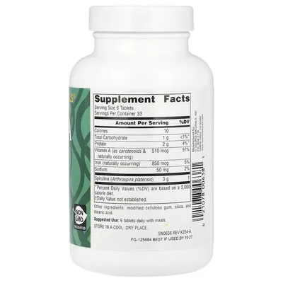 Спіруліна Source Naturals Spirulina, 200 таблеток