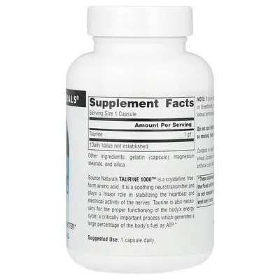 Таурин Source Naturals Taurine 1000 мг, 60 капсул