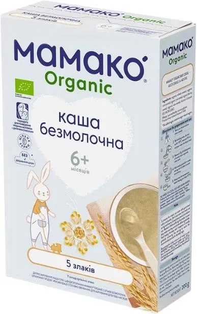 Каша безмолочна Mamako Organic 5 злаків органічна з 6 місяців, 200 г