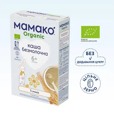 Каша безмолочна Mamako Organic 5 злаків органічна з 6 місяців, 200 г