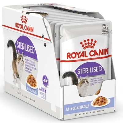 Корм влажный для стерилизованных кошек Royal Canin Sterilised Yelly от 1 года, кусочки в желе, 12 штук по 85 г