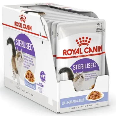 Корм вологий для стерилізованих кішок Royal Canin Sterilised Yelly від 1 року, шматочки в желе, 12 штук по 85 г