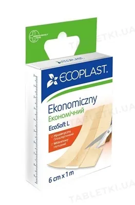 Пластир медичний Ecoplast EcoSoft L Економічний нетканий, 6 см x 1 м