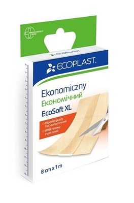 Пластырь медицинский Ecoplast EcoSoft XL нетканый экономичный, 8 см x 1 м