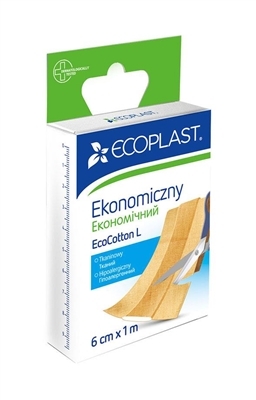 Пластырь медицинский Ecoplast EcoCotton L тканый экономичный, 6 см x 1 м