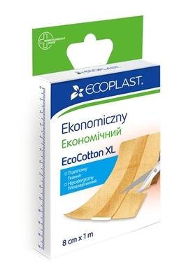 Пластырь медицинский Ecoplast EcoCotton XL тканый экономичный, 8 см x 1 м
