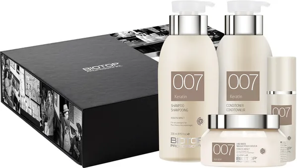 Набір подарунковий Biotop 007 Keratin Blogger Box (шампунь 330 мл + кондиціонер 330 мл + маска 350 мл + сироватка 30 мл)
