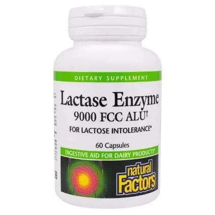 Лактаза Natural Factors Lactase Enzyme, 9000 од, 60 капсул
