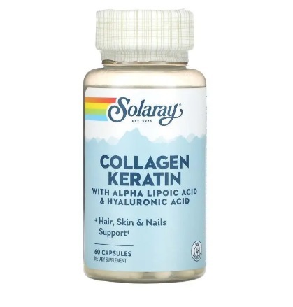 Колаген і кератин Solaray Collagen Keratin, 60 капсул