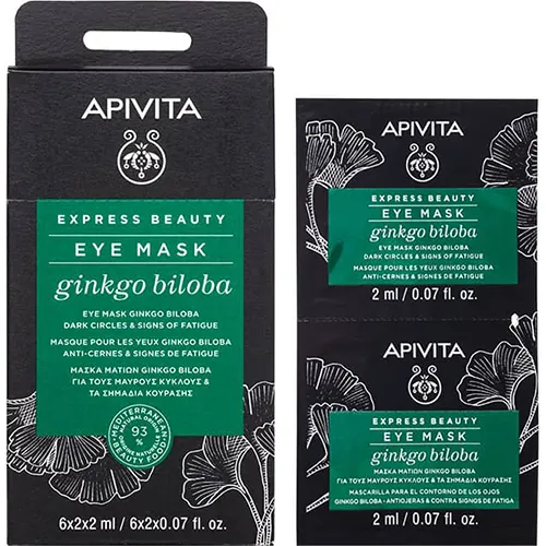 Маска для шкіри навколо очей Apivita Express Beauty Проти темних кіл і втоми з гінкго білоба, 2 шт х 2 мл