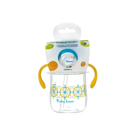 Поїльник Baby Team 5040 з силіконовою трубочкою та ручками, 300 мл