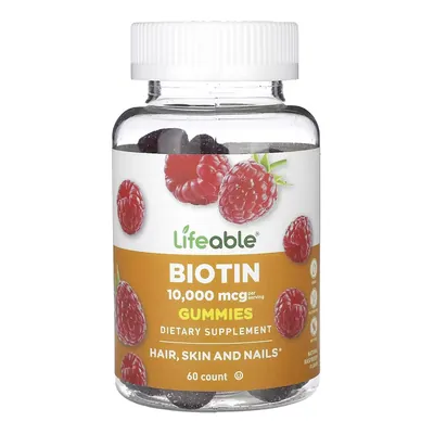 Біотин Lifeable Biotin 10,000 мкг, 60 жувальних цукерок