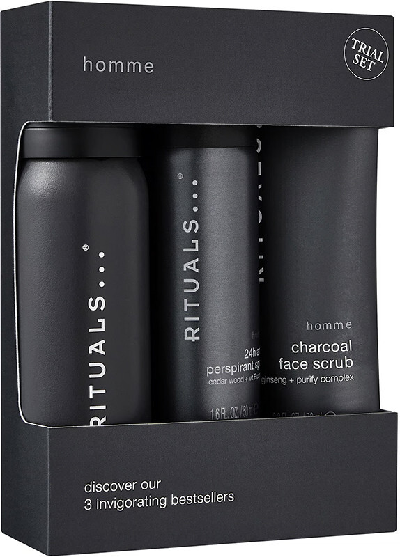 Подарочный набор Rituals Homme Trial Set (Гель для душа 50 мл + Спрей-антиперспирант 50 мл + Скраб для лица 70 мл)