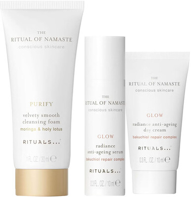 Набір Rituals The Ritual Of Namaste 3в1 (Крем для обличчя 10 мл + Сироватка для обличчя 10 мл + Пінка для вмивання 20 мл)