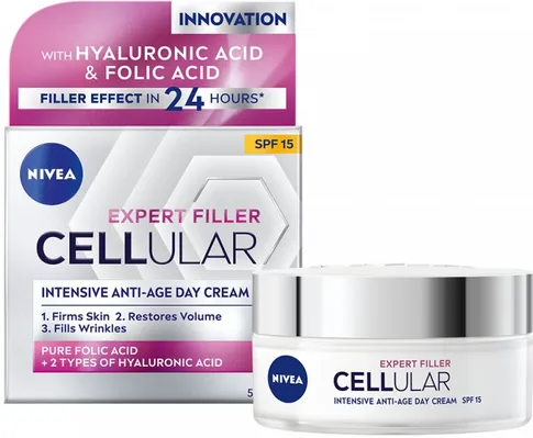 Крем для обличчя Nivea Cellular Expert Filler SPF15 денний антивіковий філлер проти зморшок, 50 мл