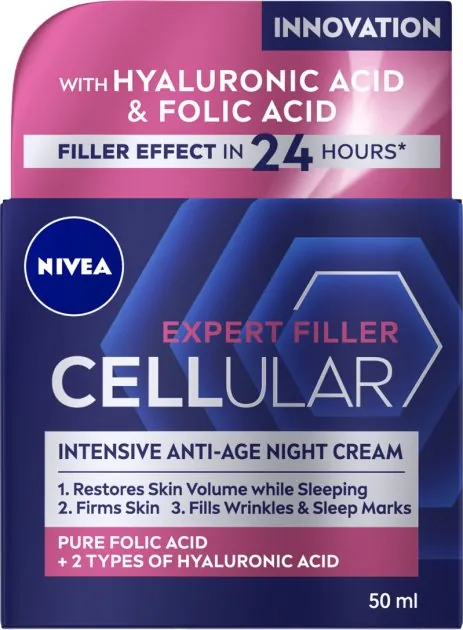 Крем для обличчя Nivea Cellular Expert Filler нічний антивіковий філлер проти зморшок, 50 мл