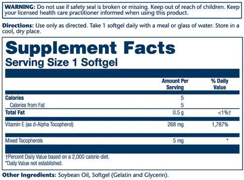 Витамин Е Solaray Vitamin E d-Alpha Tocopherol, 50 капсул