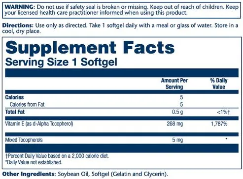 Вітамін Е Solaray Vitamin E d-Alpha Tocopherol, 50 капсул