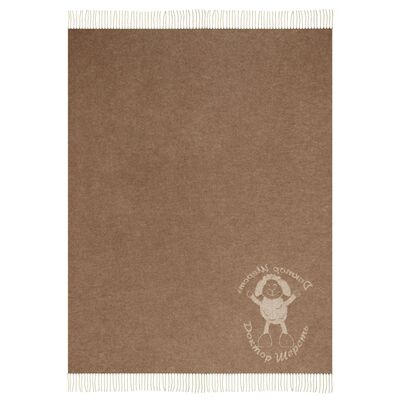 Плед Доктор Шерсть Camel с верблюжьей шерстью с лого, размер 185 х 140 см