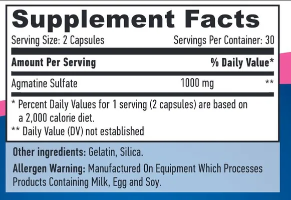Агматин Haya Labs Agmatine Sulfate 500 мг, 60 капсул