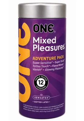Презервативи ONE Mixed Pleasures асорті з 6 різних видів, 12 штук