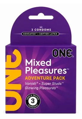 Презервативи ONE Mixed Pleasures асорті з 3 різних видів, 3 штуки