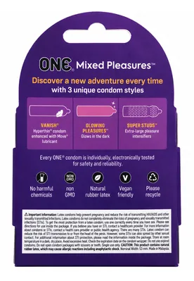 Презервативи ONE Mixed Pleasures асорті з 3 різних видів, 3 штуки