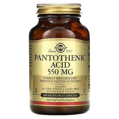 Пантотенова кислота Solgar Pantothenic Acid 550 мг вег. капсули №100
