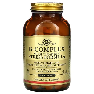 Вітаміни групи В з вітаміном С Solgar B-Complex with Vitamin C Stress Formula таблетки №250